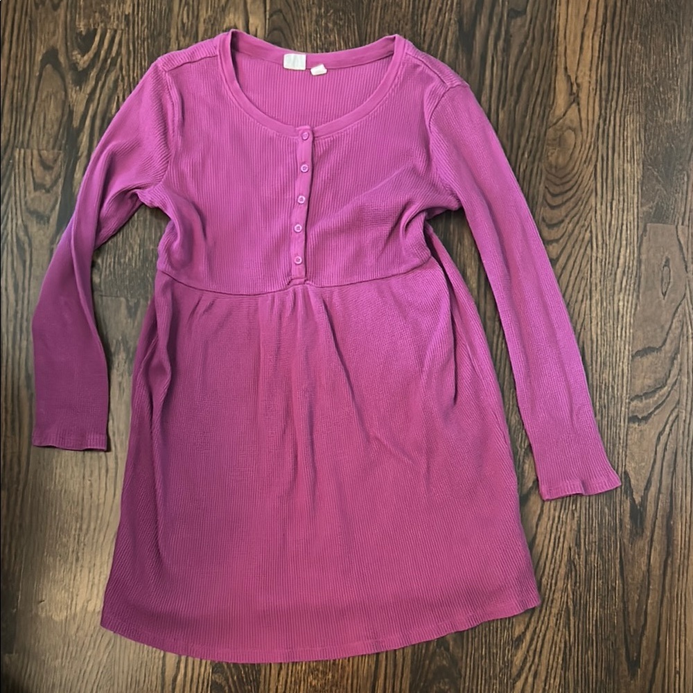 GAP Pink Long Sleeve Scoop Neck Babydoll Dress